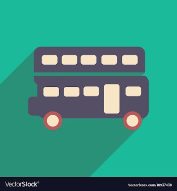 Flat icon with long shadow double decker bus vector image
