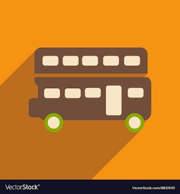 Flat icon with long shadow double decker bus vector image