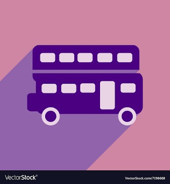 Flat icon with long shadow double decker bus vector image