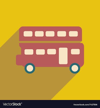 Flat icon with long shadow double decker bus vector image