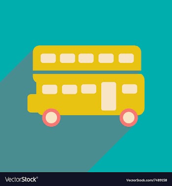Flat icon with long shadow double decker bus vector image