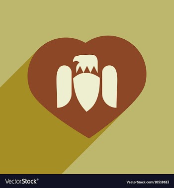 Flat icon with long shadow eagle heart vector image