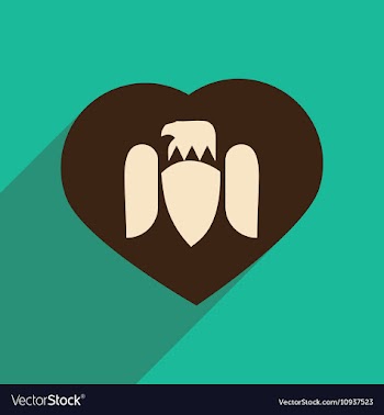 Flat icon with long shadow eagle heart vector image