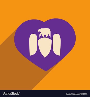 Flat icon with long shadow eagle heart vector image