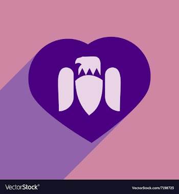 Flat icon with long shadow eagle heart vector image
