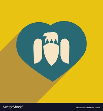 Flat icon with long shadow eagle heart vector image