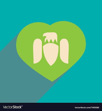 Flat icon with long shadow eagle heart vector image