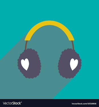 Flat icon with long shadow earmuffs hearts vector image