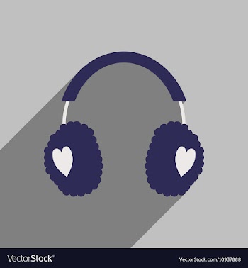 Flat icon with long shadow earmuffs hearts vector image