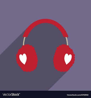 Flat icon with long shadow earmuffs hearts vector image