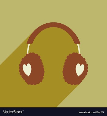 Flat icon with long shadow earmuffs hearts vector image
