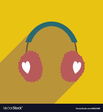 Flat icon with long shadow earmuffs hearts vector image