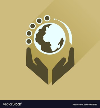 Flat icon with long shadow Earth hands vector image