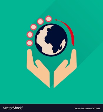 Flat icon with long shadow Earth hands vector image