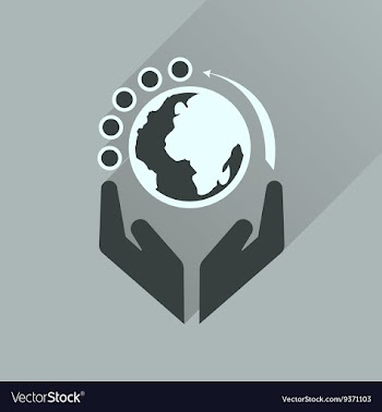 Flat icon with long shadow Earth hands vector image