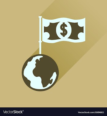 Flat icon with long shadow Earth money vector image