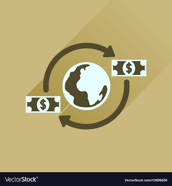 Flat icon with long shadow Earth money vector image