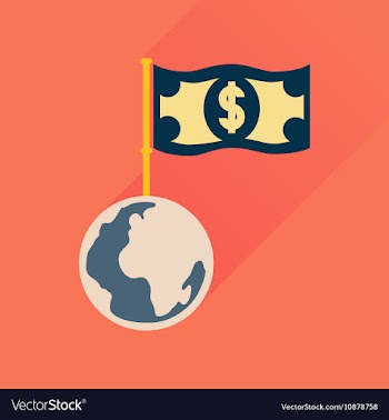 Flat icon with long shadow Earth money vector image