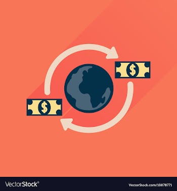 Flat icon with long shadow Earth money vector image