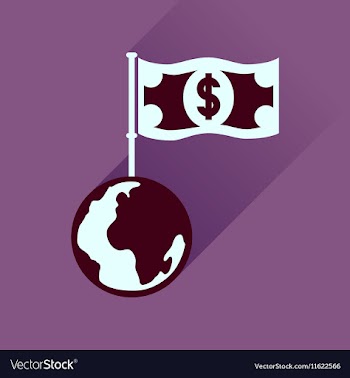 Flat icon with long shadow Earth money vector image