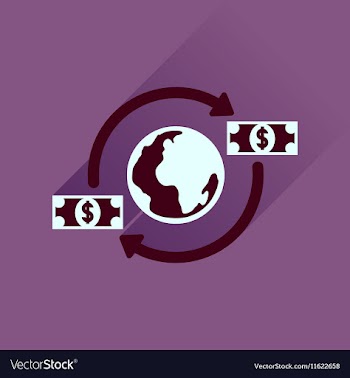 Flat icon with long shadow Earth money vector image