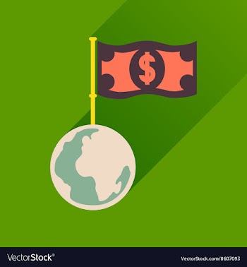 Flat icon with long shadow Earth money vector image