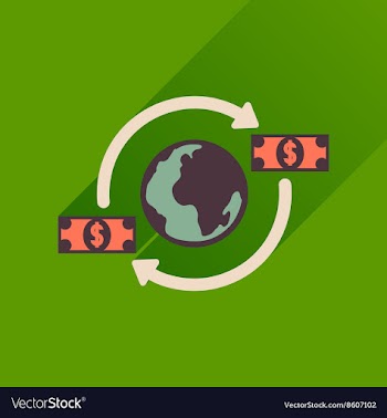 Flat icon with long shadow Earth money vector image