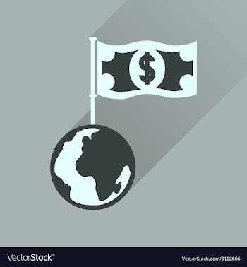 Flat icon with long shadow Earth money vector image