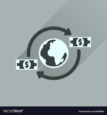 Flat icon with long shadow Earth money vector image