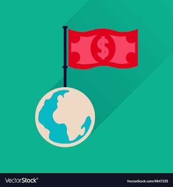 Flat icon with long shadow Earth money vector image