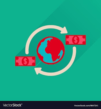 Flat icon with long shadow Earth money vector image