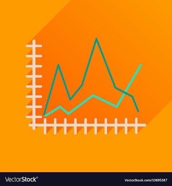 Flat icon with long shadow economic graph vector image