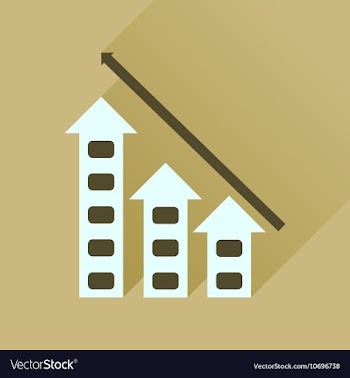 Flat icon with long shadow economic graph vector image
