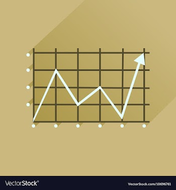 Flat icon with long shadow economic graph vector image