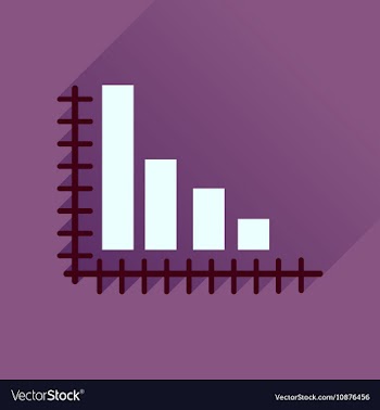 Flat icon with long shadow economic graph vector image