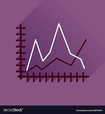 Flat icon with long shadow economic graph vector image