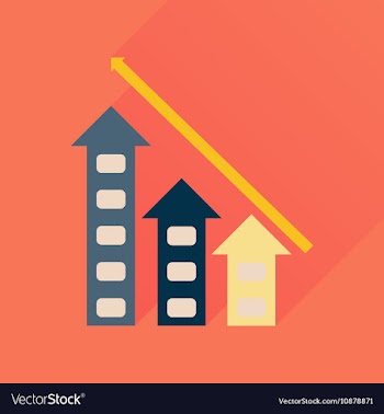 Flat icon with long shadow economic graph vector image