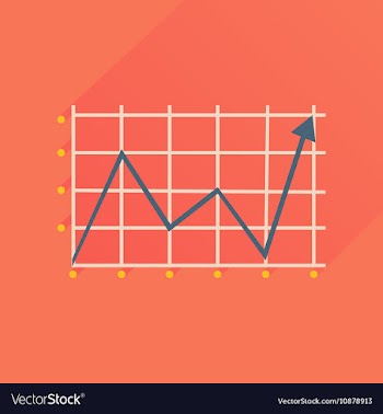 Flat icon with long shadow economic graph vector image