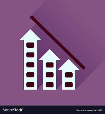 Flat icon with long shadow economic graph vector image
