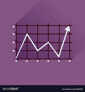 Flat icon with long shadow economic graph vector image