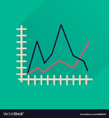 Flat icon with long shadow economic graph vector image