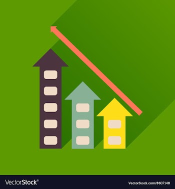 Flat icon with long shadow economic graph vector image