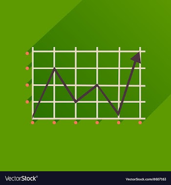 Flat icon with long shadow economic graph vector image