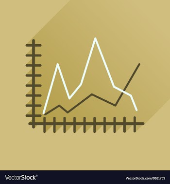 Flat icon with long shadow economic graph vector image