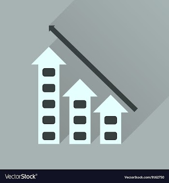 Flat icon with long shadow economic graph vector image
