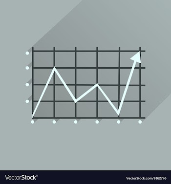 Flat icon with long shadow economic graph vector image