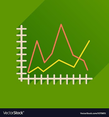 Flat icon with long shadow economic graph vector image