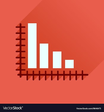 Flat icon with long shadow economic graph vector image