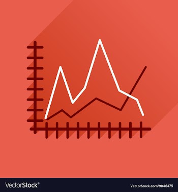 Flat icon with long shadow economic graph vector image