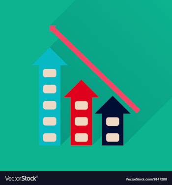 Flat icon with long shadow economic graph vector image